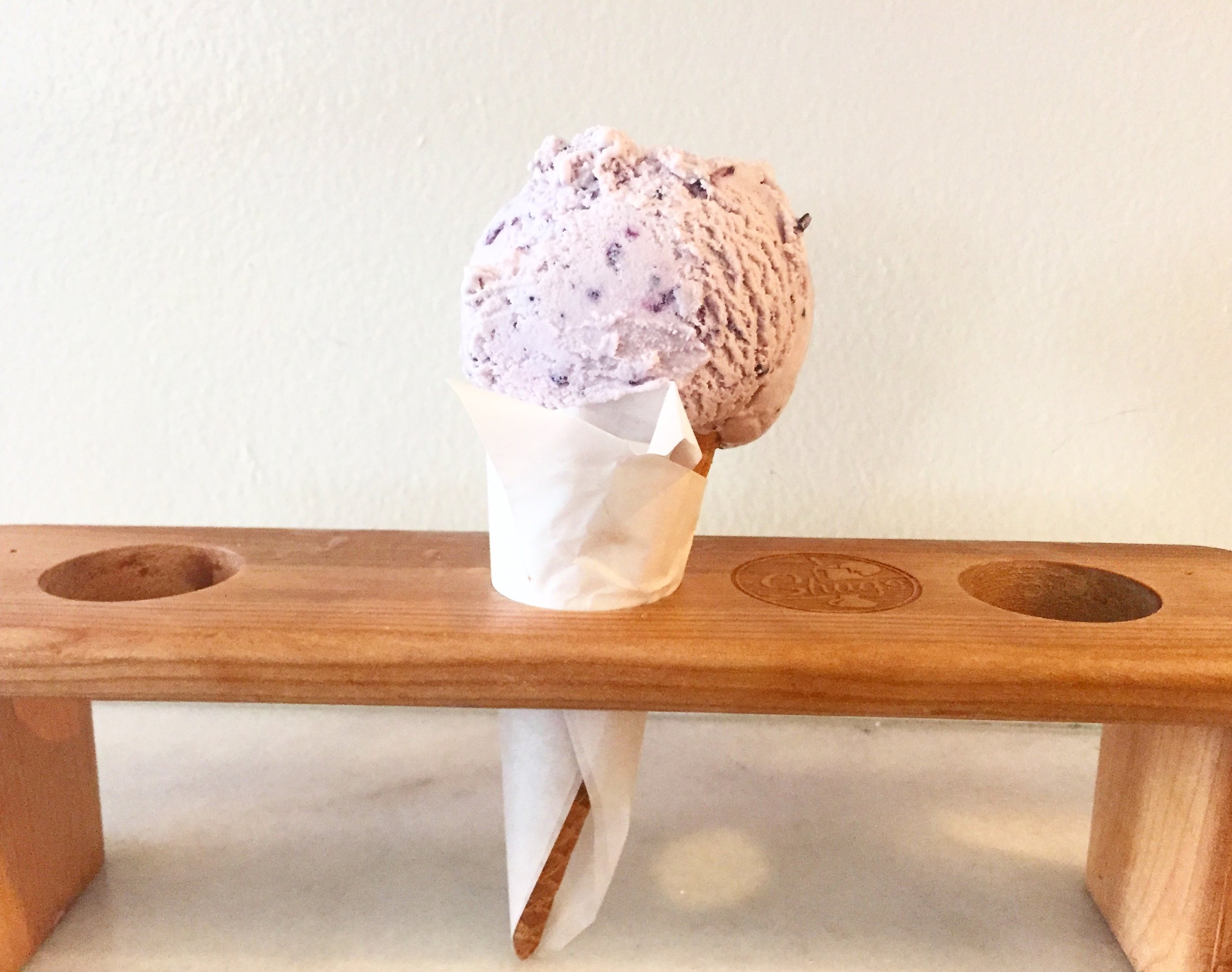 Huckleberry ice cream from Shug's - purple, creamy, mouthwatering goodness.&nbsp;