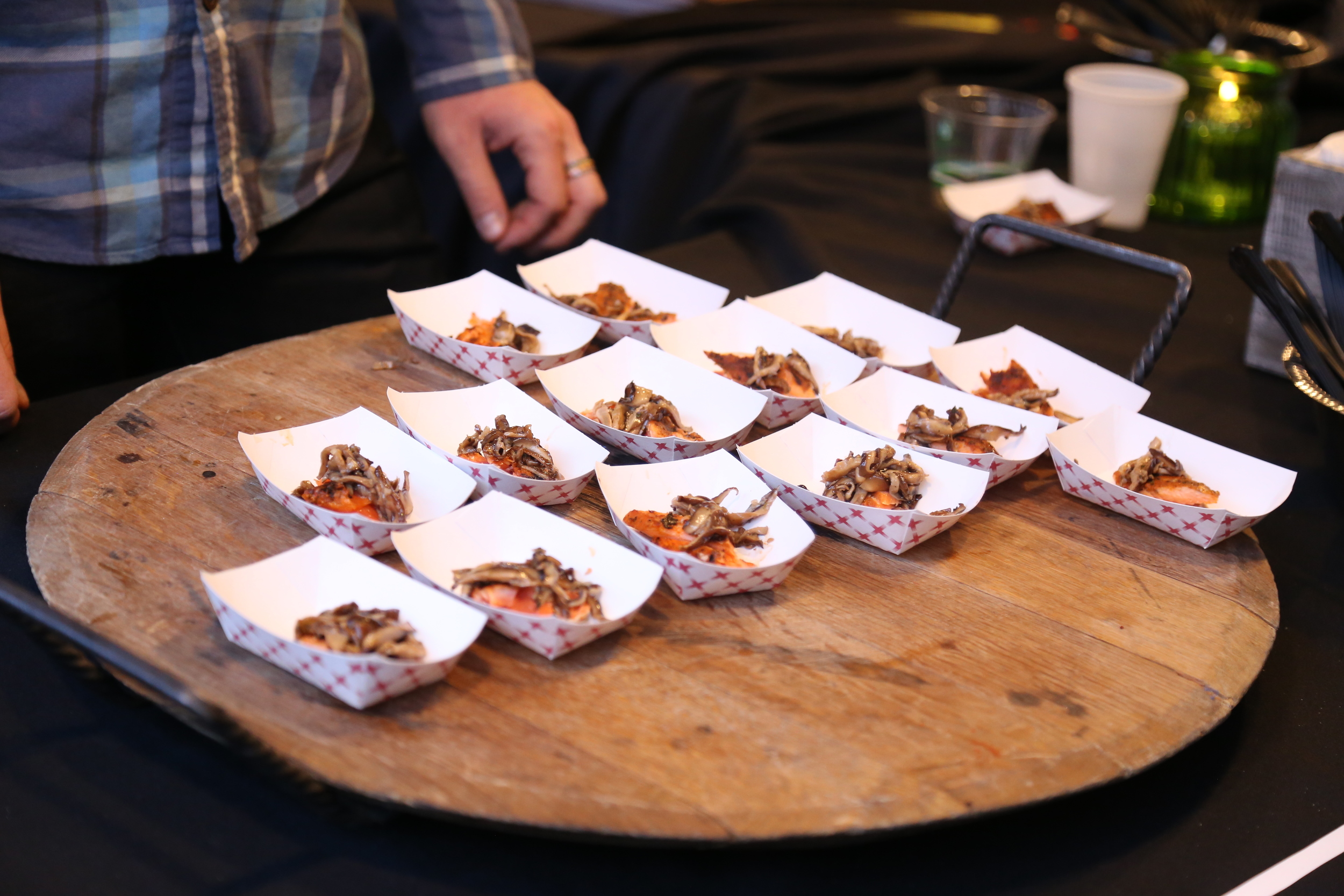 Etta's BBQ'd salmon with mushrooms.