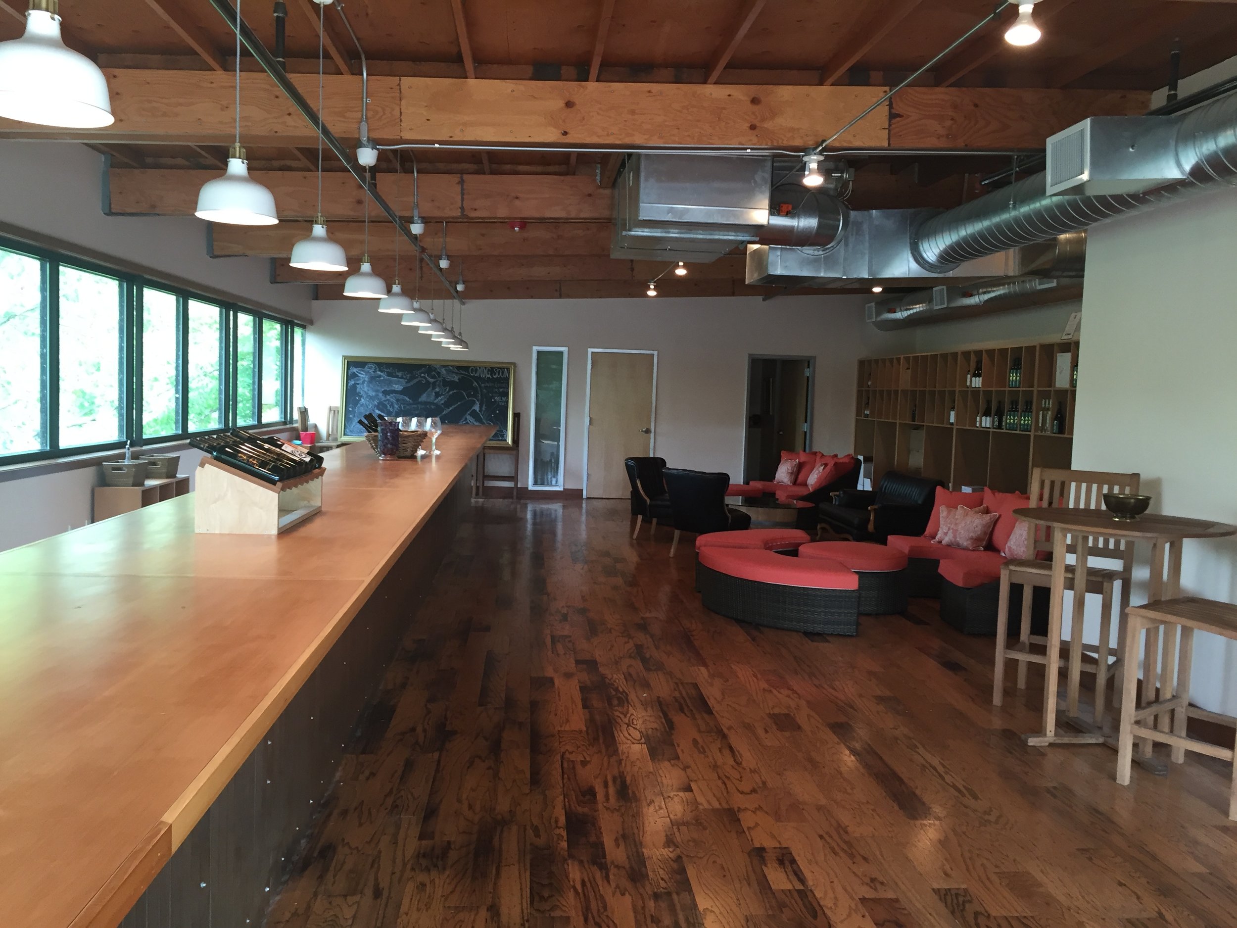 Nearly open: The upstairs tasting room at Almquist Family Vintners