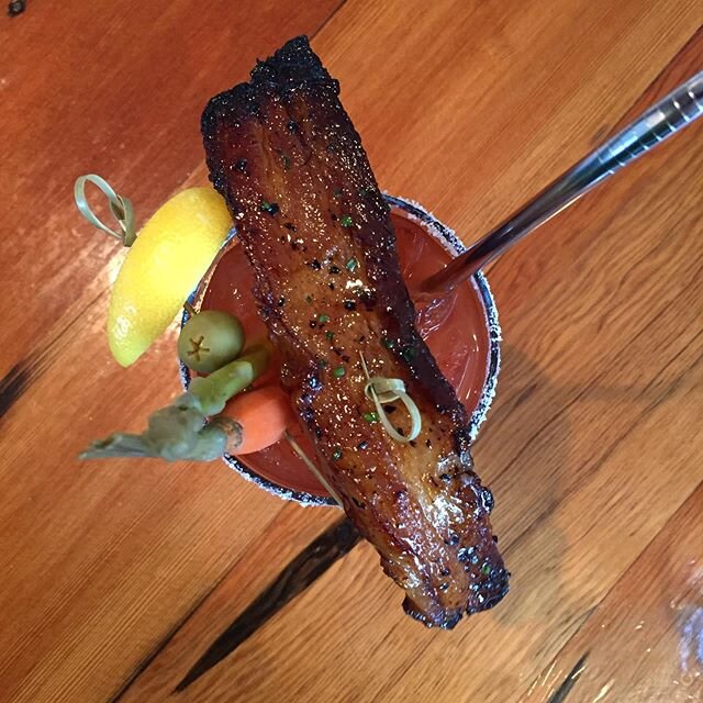 Monday back at work after a long holiday weekend so we’re just gonna post this bloody with a side of pork belly from @brimmerandheeltap to remind us how good life was just 24 hours ago.